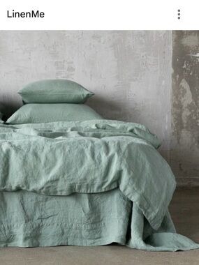 Linen Me Stonewashed Linen duvet Aqua Queen NEW